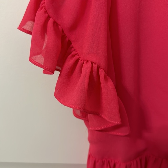 Sam Edelman hot pink button back ruffle above the knee dress - Picture 3 of 5